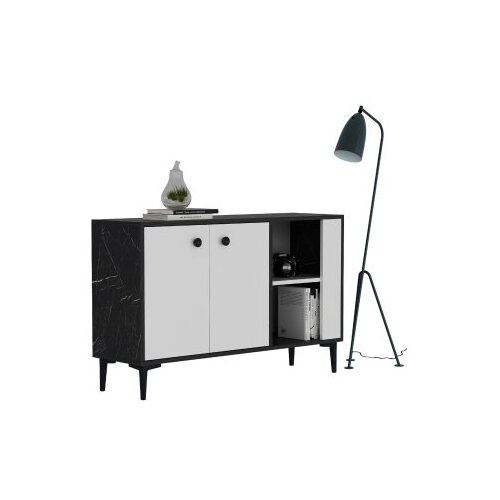 Woody Fashion Sahra - Black Marble, White BlackWhite Console Cene