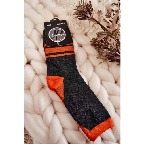 Kesi Women's Two-Color Socks With Stripes Graphite-Orange