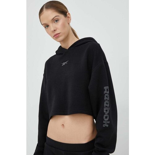 Reebok Dukserica za žene, boja: crna, s kapuljačom, s tiskom Slike