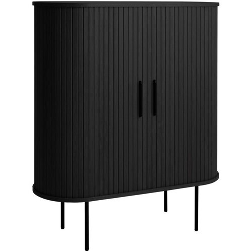 Unique Furniture črna vinska omara v hrastovem dekorju z drsnimi vrati 100x118x40 cm nola &amp;ndash; Slike