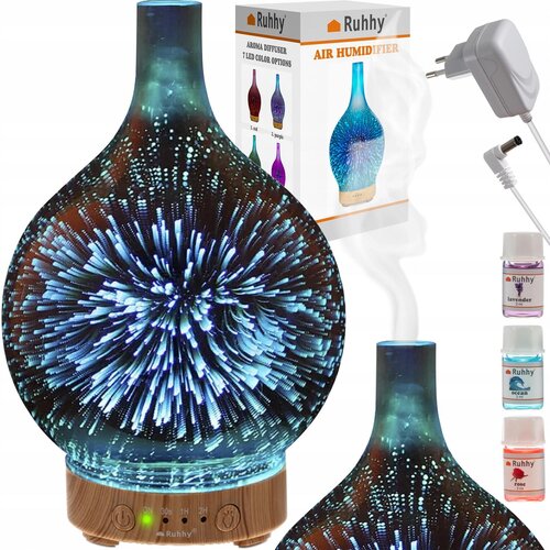  3v1 LED RGB staklena difuzora za hidratantnu kremu i projektor 100ml + aroma Cijene