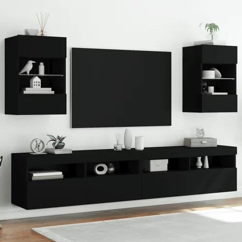 vidaXL Zidni TV ormarići s LED svjetlima 2 kom crni 40x30x60 5 cm