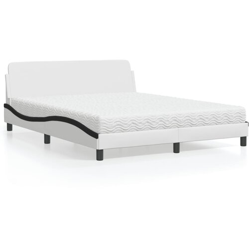 VidaXL Krevet s madracem bijeli 160x200 cm od umjetne kože Slike