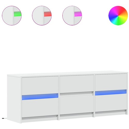 Maison Chic TV omarica - TV stojalo - Televizijska omarica z LED bela 140x34x50 cm inženirski les, (21698990) Slike