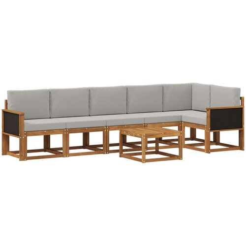 vidaXL Zunanja garnitura za sedenje 7 pcs Naravna in svetlo siva, (5000281351) Cene