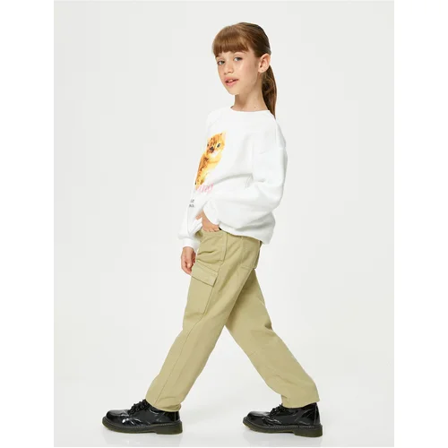  Cargo Pants Pocket Detailed Cotton with Adjustable Elastic Waist