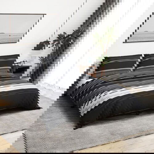VidaXL Set posteljine za poplun crno-bijeli 225x220 cm pamučni Slike