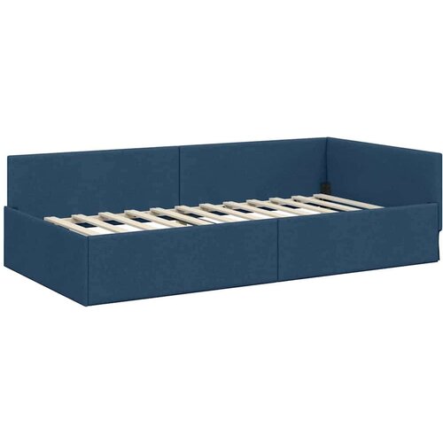  Kutni krevetni okvir s madracem Ostalo 2 pcs Plava tkanina Slike