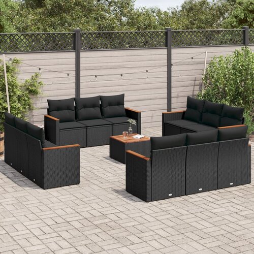  13-dijelni set vrtnih sofa s jastucima poliratan crni Cijene