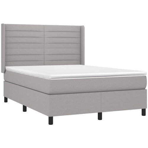 box spring s madracem LED svjetlosivi 140x190 cm tkanina Slike