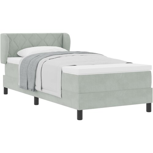 vidaXL Box Spring postelja z vzmetnico Svetlo siva 90x200 cm Žamet Cene