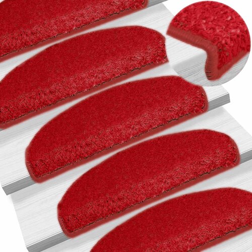  Prostirke za stepenice 30 kom 65x21x4 cm crvene poluokrugle velike Cene