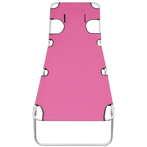 Maison Chic Zložljiv Ležalnik - Sončna ležalnik z blazino za glavo jeklen magenta roza, (22042839) Slike