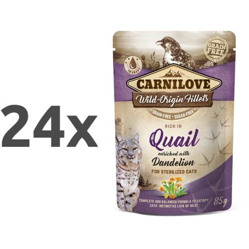 Carnilove cat wmm adult sterilised - prepelica &amp;amp; regrat, 85 g 24 x 85 g Slike