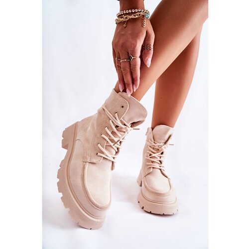 Kesi Women's Suede Boots Tied Beige Vanita Cijene
