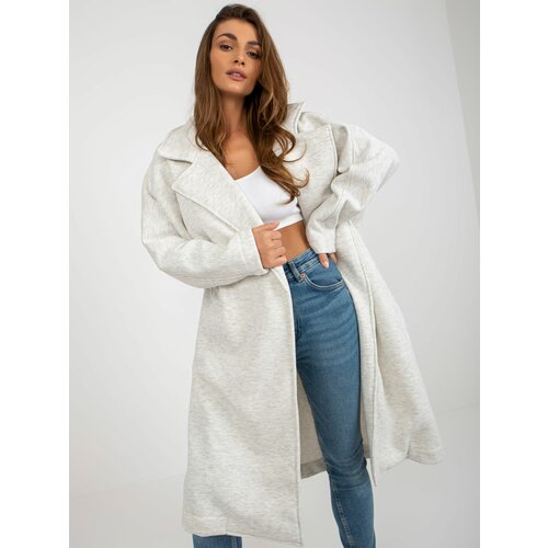 Fashion Hunters Light grey melange sweatshirt coat with pockets Slike