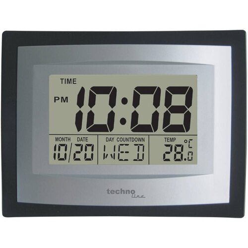 Technoline WS 8004 kvarčni zidni sat 220 mm x 170 mm x 35 mm srebrna, crna Cijene