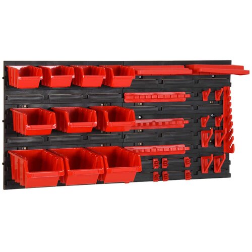  35-dijelni set polica za radionicu crveno-crni 77 x 39 cm PP Cijene