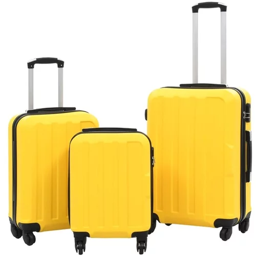  Trdi potovalni kovčki 3 kosi rumeni ABS