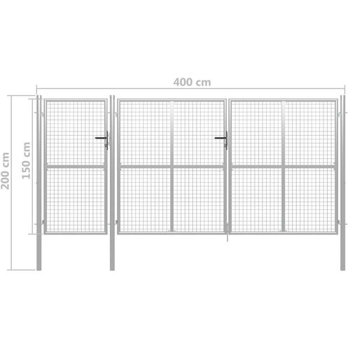 VidaXL vrtna vrata čelična 400 x 150 cm srebrna Slike