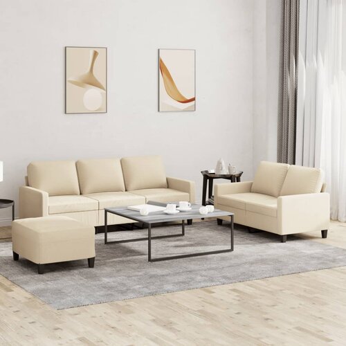  3-dijelni set sofa s jastucima krem od tkanine Cijene