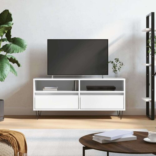 TV ormarić sjajni bijeli 100x34 5x44 5 cm od konstruiranog drva Cijene