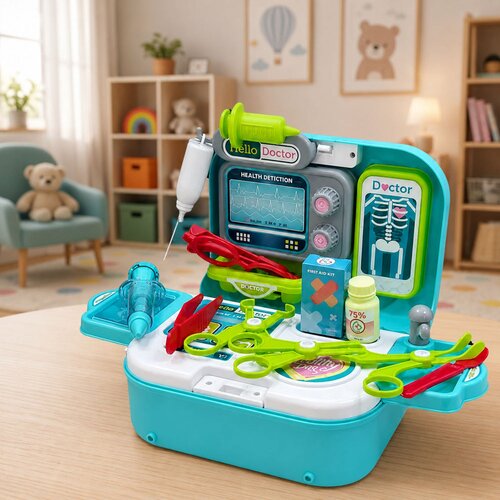  2-in-1 Medical Kit in a Case, Portable Doctor&amp;#039;s Office, Accessories, Blue Slike