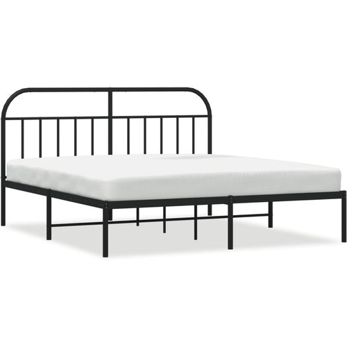 Maison Chic Kovinski Posteljni okvir - Dvoposteljna postelja - Zakonska postelja z vzglavjem črn 160x200 cm, (21692642) Slike