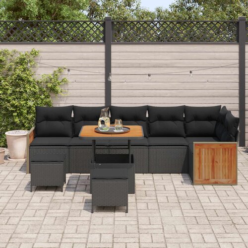  Sjedeća garnitura za vrt 9 kom. 9-Broj sjedala Crna 80 x 80 x 71 cm Slike