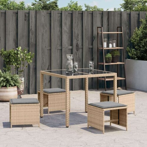  Vrtni taburei s jastucima 4 kom 40x40x35 cm od poliratana Slike