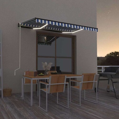  Automatska tenda sa senzorom LED 350x250 cm plavo-bijela Cijene