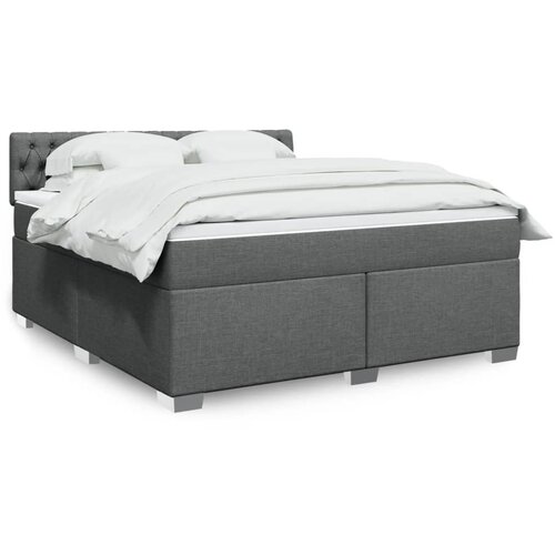 VidaXL Box spring postelja z vzmetnico temno siva 180x200 cm blago Slike