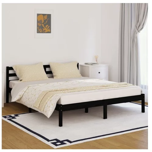  810444 Bed Frame Solid Wood Pine 160x200 cm Black