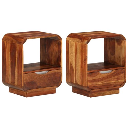 The Living Store Nočna omarica s predalom 2 kosa trden palisander 40x30x50cm - Nočna Omarica, (21433314) Slike