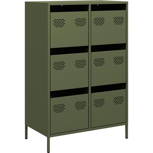 Maison Chic Visoka omara - Komoda - Predalnik olivno zelena 68x39x101,5 cm jeklo, (21722491) Cene