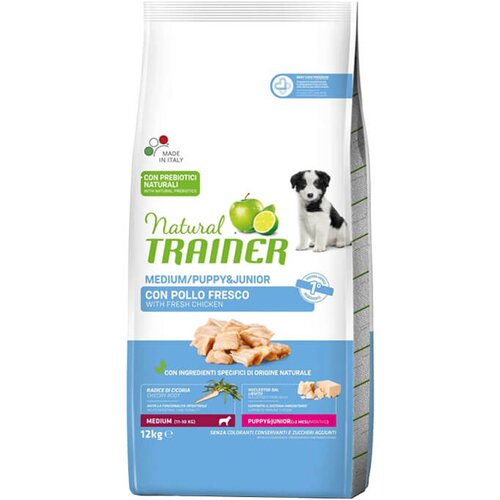 Trainer daily nutrition medium puppy &amp;amp; junior with fresh chicken - hrana za &amp;scaron;tence srednjih rasa - sa piletinom (3kg i 12kg) 12kg Slike