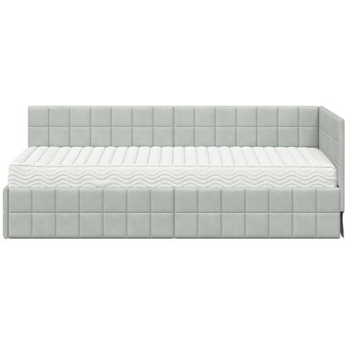  Kutni krevetni okvir s madracem 2 kom. Svjetlosiva 80 x 200 cm Slike
