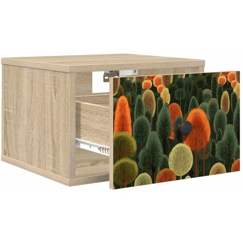  Wall-mounted noćni ormarić ZAANDAM Hrast sonoma 36 x 33 x 25 cm - Hrast sonoma Print &amp;scaron;ume 1 Slike