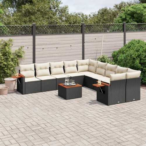  11-dijelni set vrtnih sofa od poliratana s jastucima crni Cijene