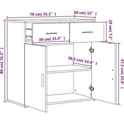  Komoda boja dimljenog hrasta 79x38x80 cm konstruirano drvo Slike