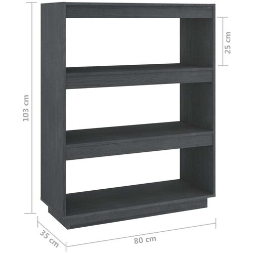 VidaXL knjižna omara za razdelitev prostora siva 80x35x103 cm borovina Slike