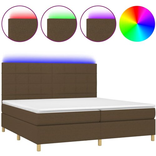 VidaXL Box spring postelja z vzmetnico LED temno rjava 200x200cm blago, (20902028) Slike