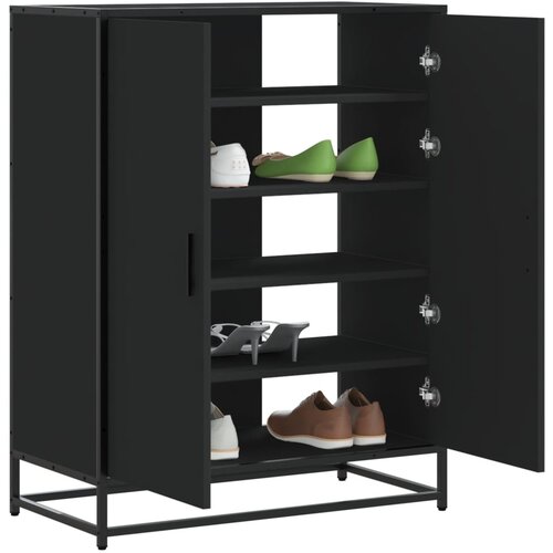 VidaXL Ormarić za cipele crni 75x38x97,5 cm Konstruirano drvo i metal Slike