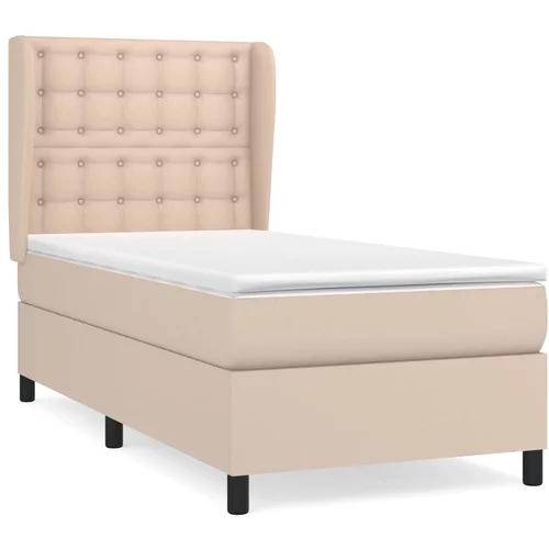 vidaXL Box spring postelja z vzmetnico kapučino 80x200 cm umetno usnje, (20898958)
