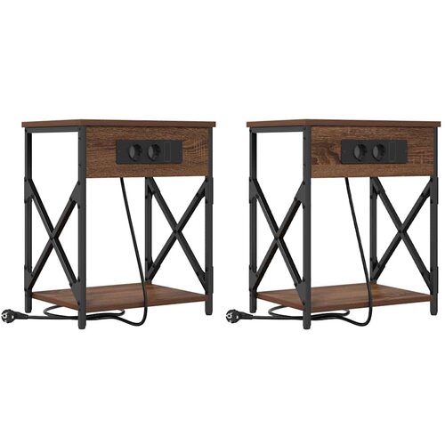 Noćni ormar 2 pcs Smeđi hrast 41 x 31 x 51 cm Konstruirano drvo Slike