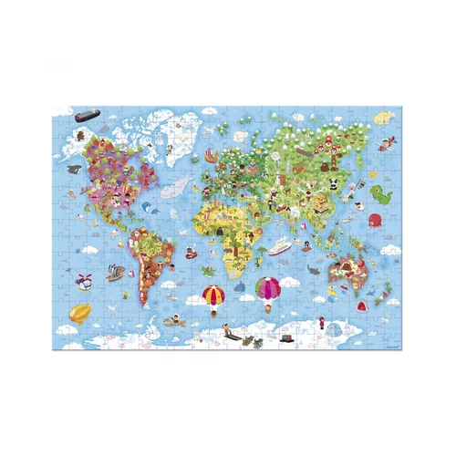 Janod sestavljanka – zemljevid sveta v kovčku – 300 kosov