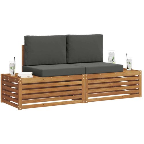  Set vanjskih sofa s jastukom 2 Komad Prirodna i antracit Slike