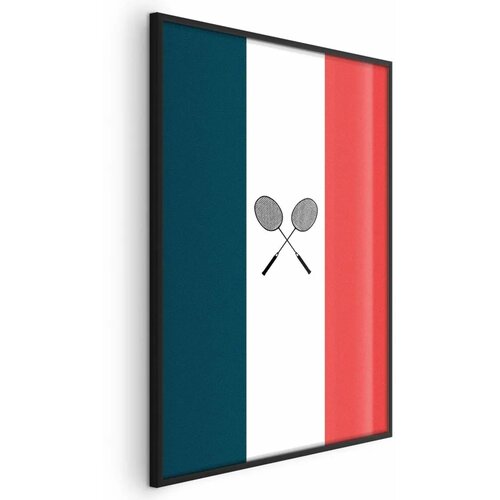  Plakat - French Flags and Black Badminton Rackets 60x90 Crni okvir Cene