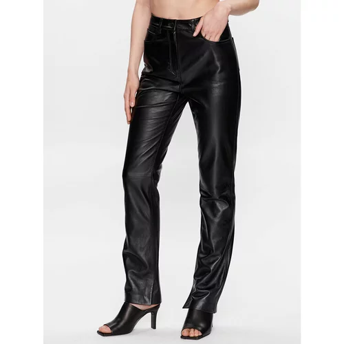 Calvin Klein Usnjene hlače K20K205487 Črna Regular Fit