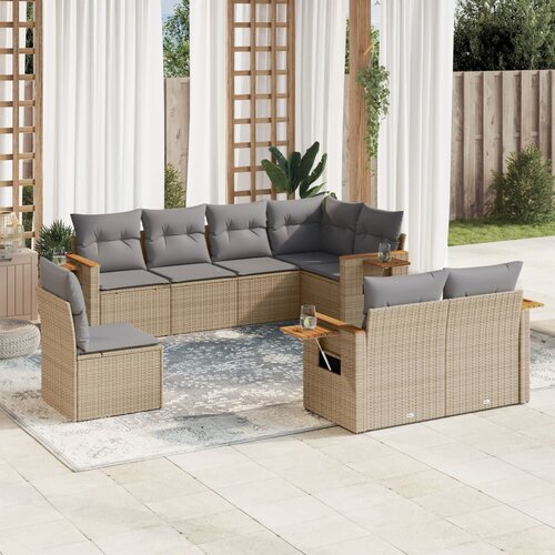 vidaXL 8-dijelni set vrtnih sofa od poliratana s jastucima bež Cijene